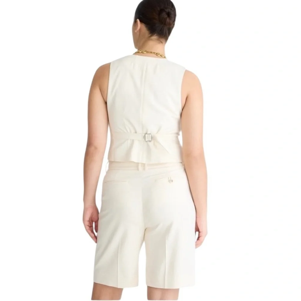 NEW J. CREW High-rise trouser‎ short in city twill in Cream Size 10